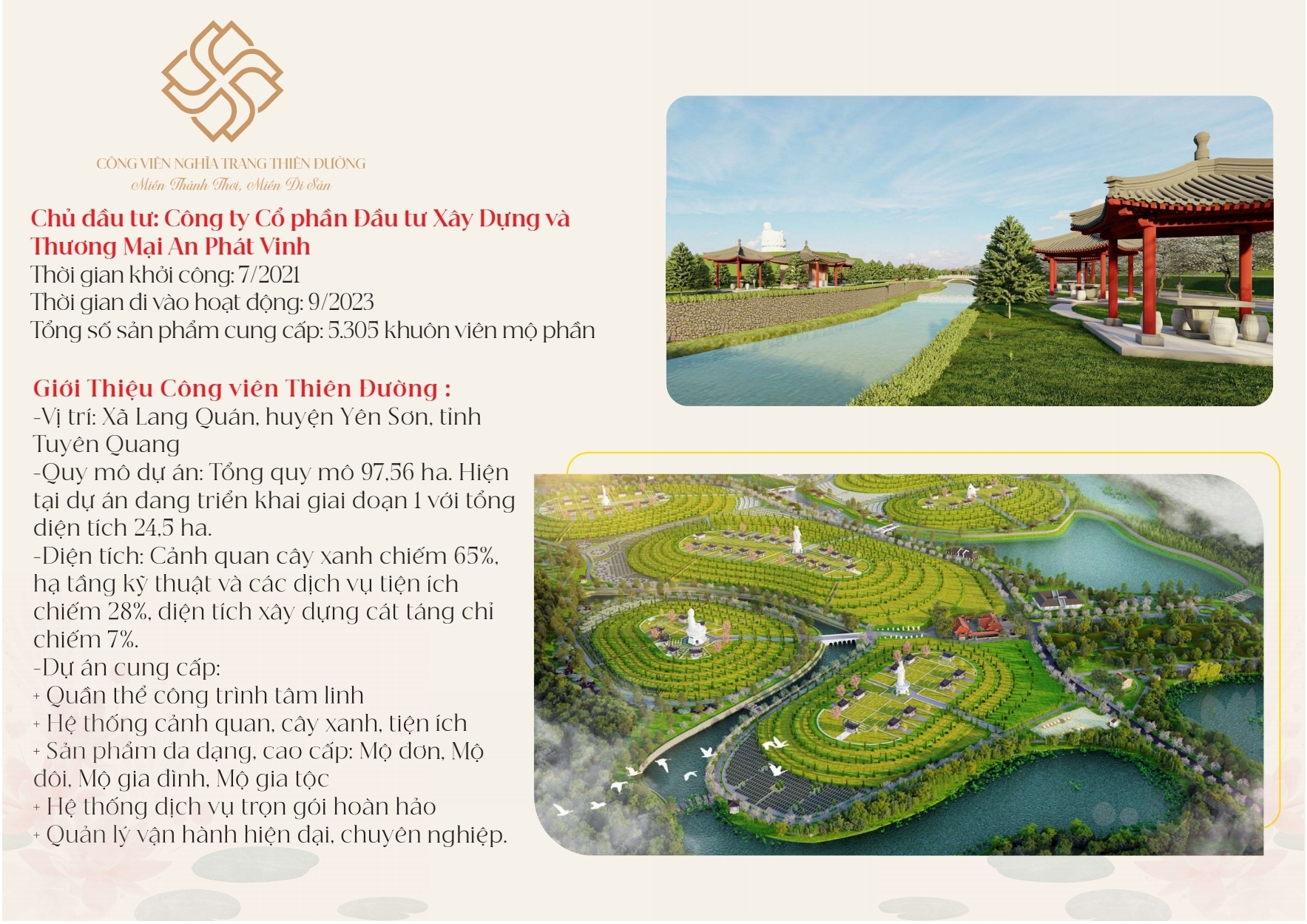 Công viên Nghĩa trang Thiên Đường - 1 dự án vừa ra mắt tại Tuyên Quang